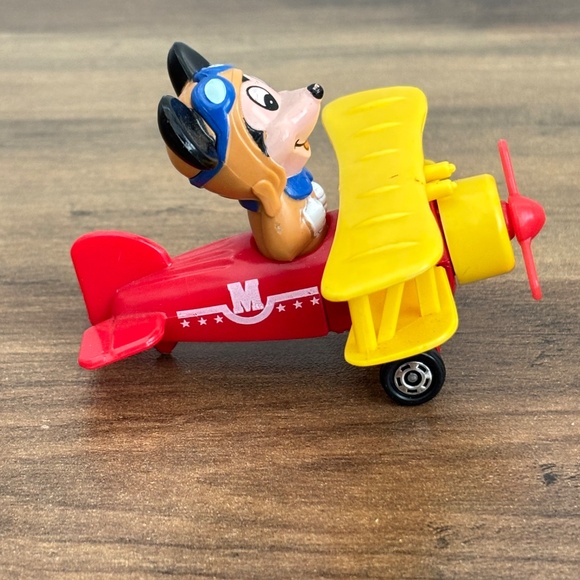 VINTAGE Walt Disney MICKEY MOUSE Diecast Airplane By Tomy Toy Biplane 1970-80's - Picture 4 of 10